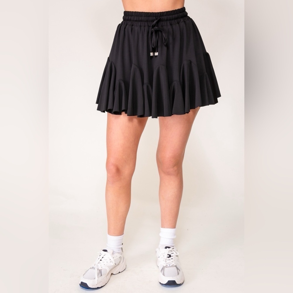 174 - Black Tennis Ruffle Skirt